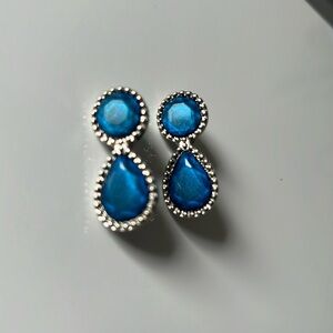 Bright Blue Silver earrings for pierced ears.